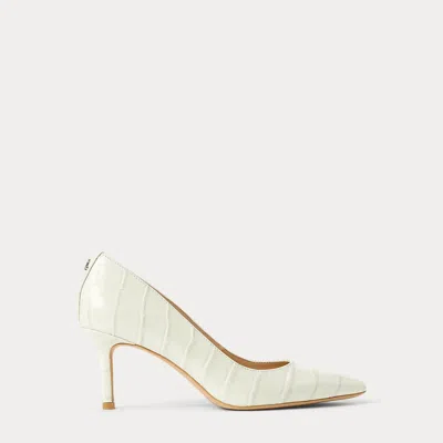 Ralph Lauren Lanette Crocodile-embossed Leather Pump In Soft White