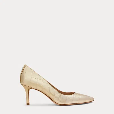 Ralph Lauren Lanette Metallic Embossed Leather Pump In Platinum