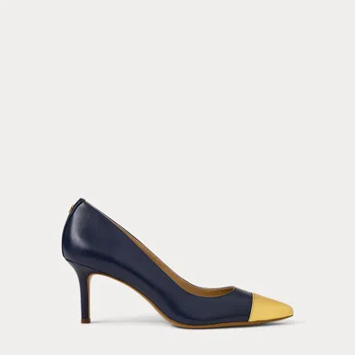 Ralph Lauren Lanette Two-tone Nappa Leather Pump In Refined Navy/modern Gold