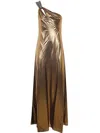 Ralph Lauren Women's One-shoulder Metallic Chiffon Gown In Black