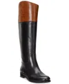 Ralph Lauren Justine Ii Womens Leather Tall Knee-high Boots In Black,deep Saddle Tan