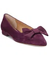 Ralph Lauren Londyn Bow-trim Suede Ballet Flat In Pinot Noir