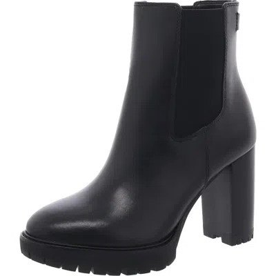 Ralph Lauren Layne Womens Lugged Sole Leather Ankle Boots In Black