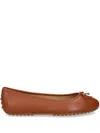 Ralph Lauren Lauren  Jayna Pebbled Leather Driver Flat Woman Ballet Flats Tan Size 8 Cow Leather In Brown