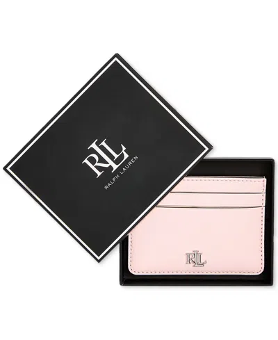 Lauren Ralph Lauren Leather Card Case In Pink Opal