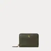 Ralph Lauren Leather Continental Wallet In Dark Olive