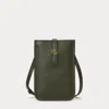 Ralph Lauren Leather Crossbody Tech Case In Dark Olive