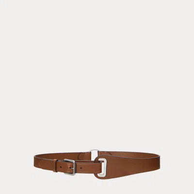 Ralph Lauren Leather Grommet Strap Belt In Cuoio