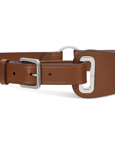 Ralph Lauren Leather Grommet Strap Belt In Cuoio
