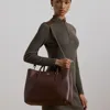Ralph Lauren Leather Large Marcy Satchel In Dark Mahogany