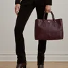 Ralph Lauren Leather Large Marcy Satchel In Pinot Noir