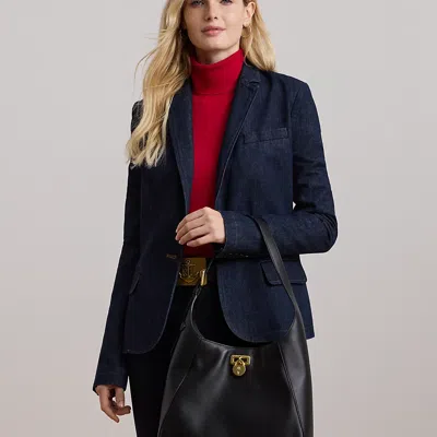 Ralph Lauren Leather Large Tanner Shoulder Bag In Black