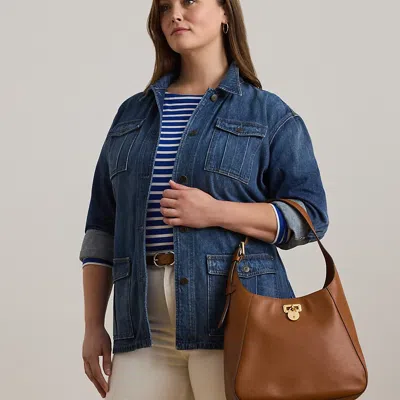 Ralph Lauren Leather Large Tanner Shoulder Bag In Lauren Tan