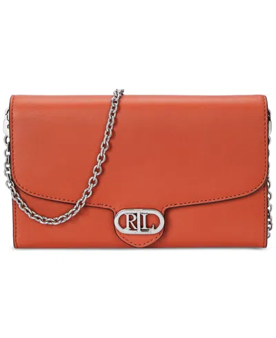 Lauren Ralph Lauren Leather Medium Adair Wallet Crossbody In Orange