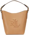 Ralph Lauren Leather Medium Witley Bucket Bag In Buff