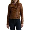 Ralph Lauren Lauren  Leather Moto Jacket In Dark Walnut