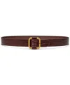 Ralph Lauren Leather Slide-buckle Croc-embossed Belt In Dark Mahogany