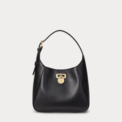 Ralph Lauren Leather Small Tanner Shoulder Bag In Black