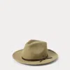 Ralph Lauren Leather-trim Cotton Canvas Fedora In Olive Grove
