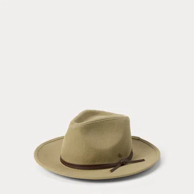Ralph Lauren Leather-trim Cotton Canvas Fedora In Green