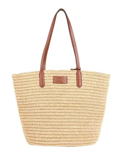 Ralph Lauren Lauren  Leather-trim Straw Large Brie Tote Bag Woman Shoulder Bag Brown Size - Paper Yar