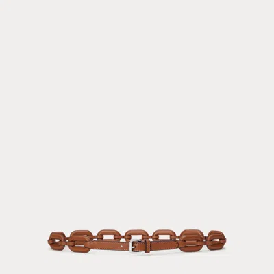 Ralph Lauren Leather-wrapped Chain Belt In Lauren Tan