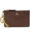 Ralph Lauren Leather Zip Card Case In Dark Mahogany
