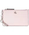 Ralph Lauren Leather Zip Card Case In Pink Opal