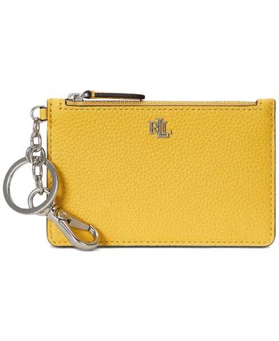 Lauren Ralph Lauren Leather Zip Card Case In Yellow