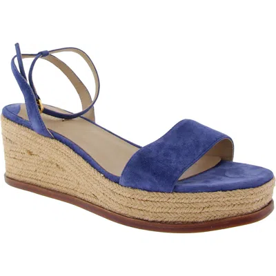 Ralph Lauren Leona Womens Woven Leather Platform Sandals In Blue