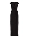 Ralph Lauren Sleeveless Pinched-waist Gown In Black