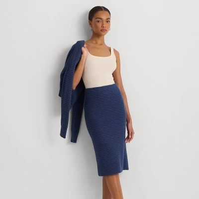 Lauren Ralph Lauren Linen-cotton Sweater Pencil Skirt In Indigo Dusk Marl