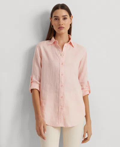 Lauren Ralph Lauren Linen Shirt, Regular & Petite In Pink Opal