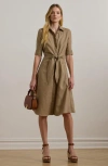 Ralph Lauren Wakana Elbow Sleeve Day Dress In Neutral