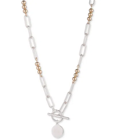 Ralph Lauren Link & Bead Toggle 17" Pendant Necklace In Ttone