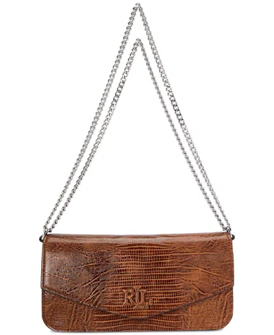 Lauren Ralph Lauren Lizard-embossed Leather Small Sawyer Bag In Brown