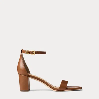 Ralph Lauren Logan Nappa Leather Sandal In Deep Saddle Tan