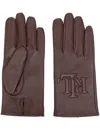 Ralph Lauren Logo-embossed Leather Gloves In Brown