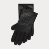 Ralph Lauren Logo-embossed Sheepskin Tech Gloves In Black