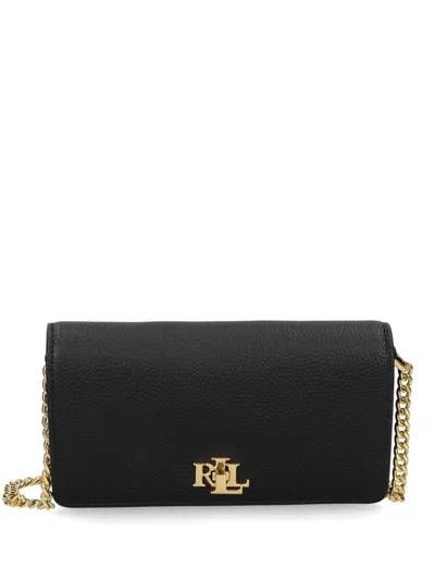 Ralph Lauren Logo-lettering Leather Crossbody Bag In Black