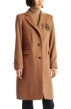 Lauren Ralph Lauren Logo Patch Wool Blend Jacket In Camel