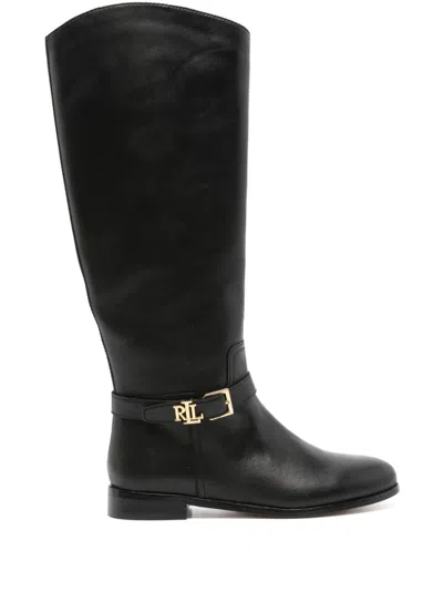 Ralph Lauren Logo-plaque Boots In Black
