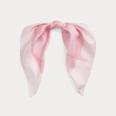 Ralph Lauren Logo-print Silk Square Scarf In Pink