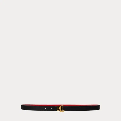 Ralph Lauren Logo-plaque Belt In Black/festive Red