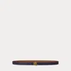 Ralph Lauren Logo Reversible Embossed Skinny Belt In Refined Navy,lauren Tan