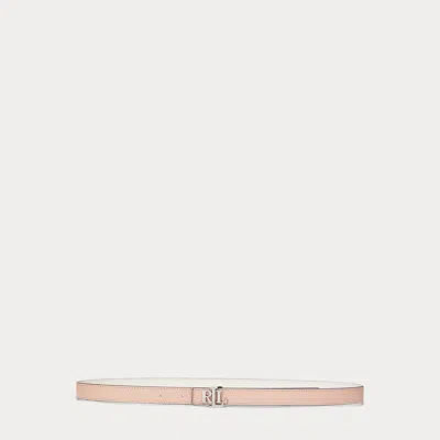 Ralph Lauren Logo Reversible Leather Skinny Belt In Sunrise Blush/soft White