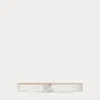 Ralph Lauren Logo Reversible Leather Wide Belt In Soft White/sand Dune