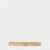 Ralph Lauren Logo Reversible Metallic Embossed Belt In Platinum/sand Dune