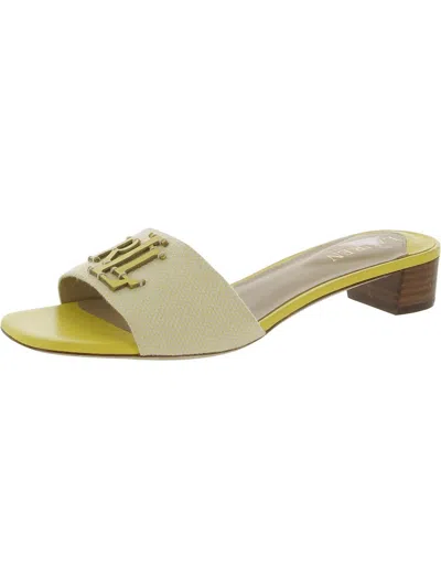 Lauren Ralph Lauren Logo Womens Leather Slide Sandals In Yellow