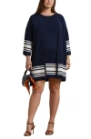 Shop Ralph Lauren Lauren  Long Open Front Cardigan In Refined Navy/white
